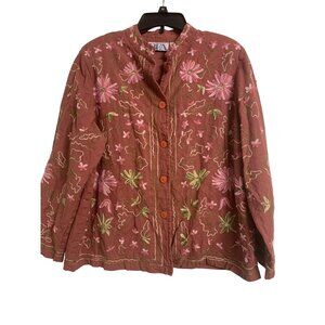 Vintage BFA Classics Cotton Embroidered Button‎ Up Jacket Blazer Size 1X